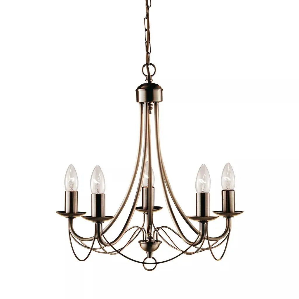 Searchlight Pendant Lights Maypole 5Lt Pendant - Antique Brass Metal - Searchlight Pendant Lights Maypole 5Lt Pendant - Antique Brass Metal