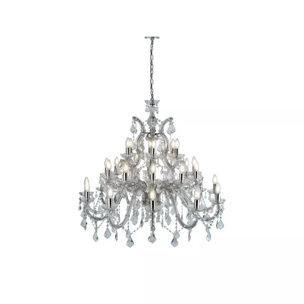 searchlight chandlier Marie Therese 30Lt Chandelier - Chrome Metal & Clear Crystal - searchlight chandlier Marie Therese 30Lt Chandelier - Chrome Metal & Clear Crystal