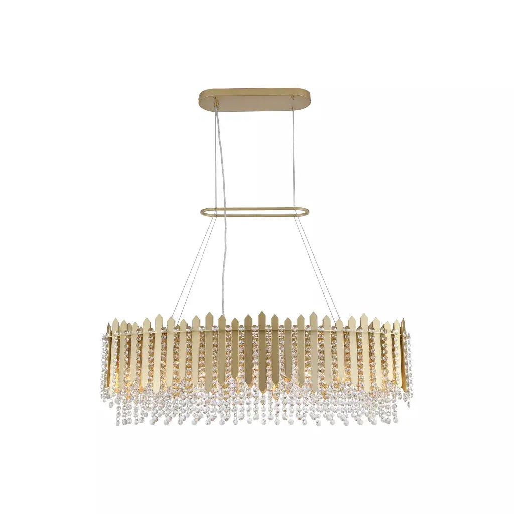 Searchlight Pendant Lights Spear 8Lt Diner Bar Pendant, Gold Metal with Clear Crystal - Searchlight Pendant Lights Spear 8Lt Diner Bar Pendant, Gold Metal with Clear Crystal