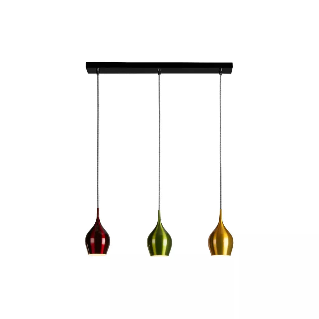 Searchlight Pendant Lights Vibrant 3Lt Bar Pendant-Metallic Multi-Coloured Metal - Searchlight Pendant Lights Vibrant 3Lt Bar Pendant-Metallic Multi-Coloured Metal