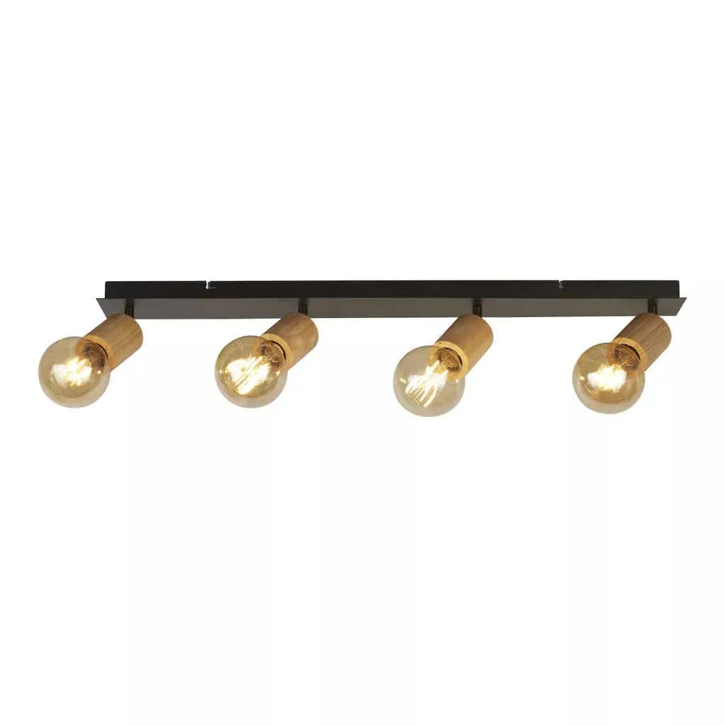 searchlight spots Spinny 4Lt Bar Spotlight - Wood & Matt Black Metal - searchlight spots Spinny 4Lt Bar Spotlight - Wood & Matt Black Metal