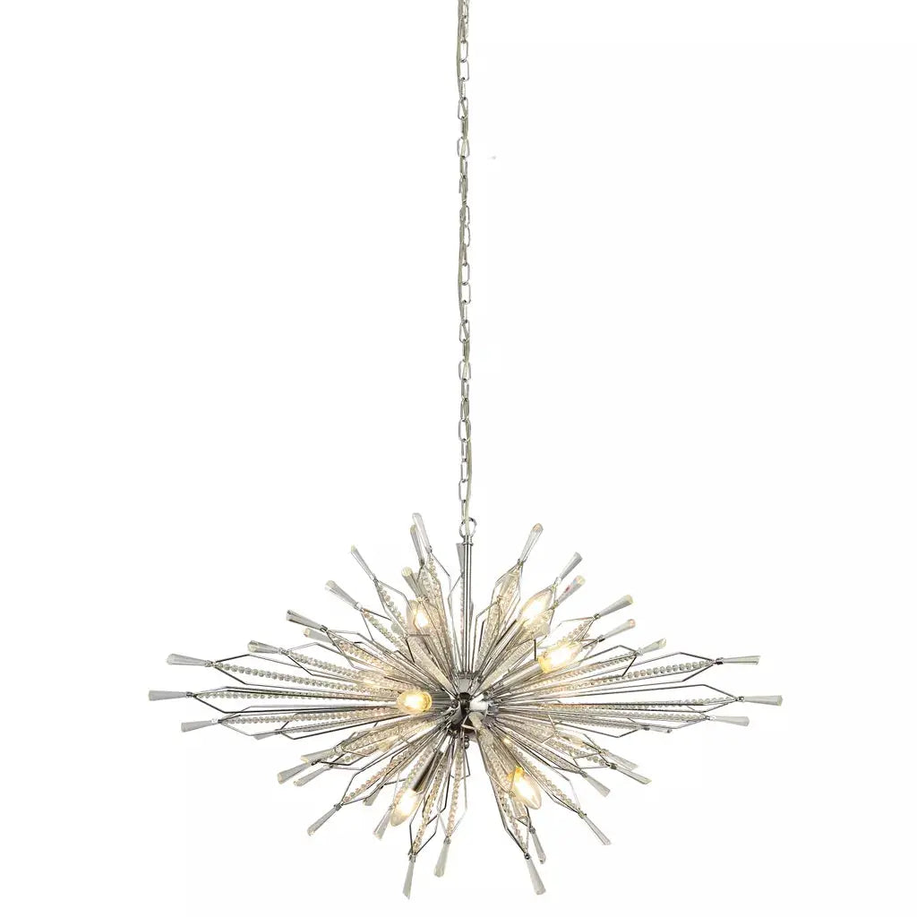 Searchlight Pendant Lights Starburst 8Lt Ceiling Pendant - Chrome & Glass - Searchlight Pendant Lights Starburst 8Lt Ceiling Pendant - Chrome & Glass