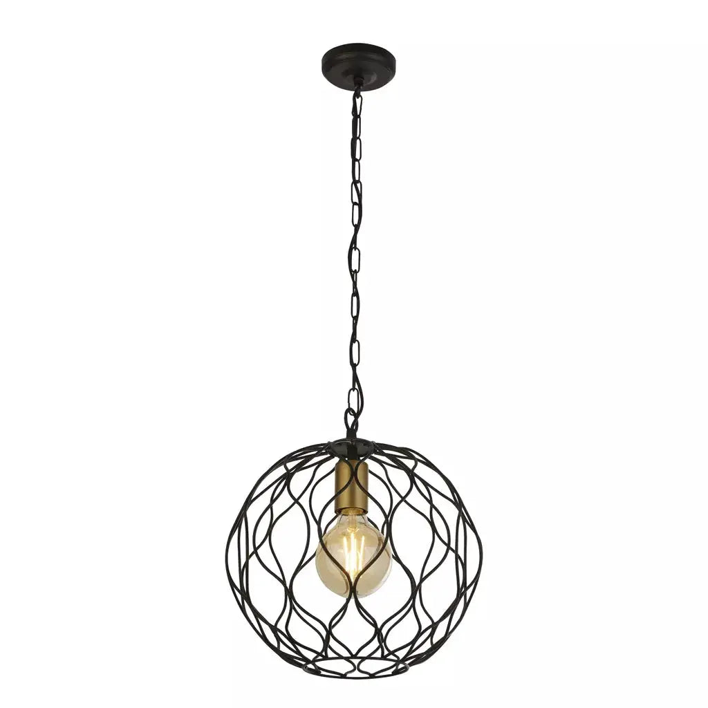 Searchlight Pendant Lights Finesse Pendant - Black & Gold Metal - Searchlight Pendant Lights Finesse Pendant - Black & Gold Metal