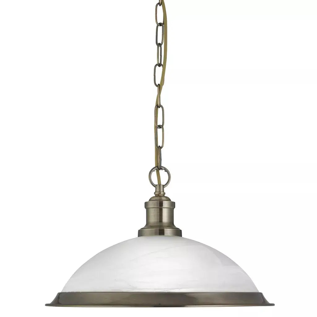 Searchlight Pendant Lights Bistro Pendant - Antique Brass Metal & Alabaster Glass - Searchlight Pendant Lights Bistro Pendant - Antique Brass Metal & Alabaster Glass