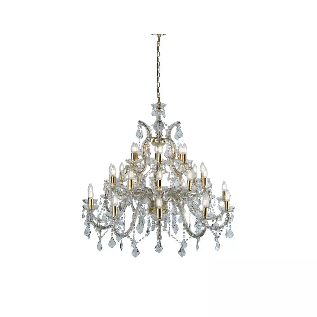 searchlight chandlier Marie Therese 30Lt Chandelier-Polished Brass & Clear Crystal - searchlight chandlier Marie Therese 30Lt Chandelier-Polished Brass & Clear Crystal