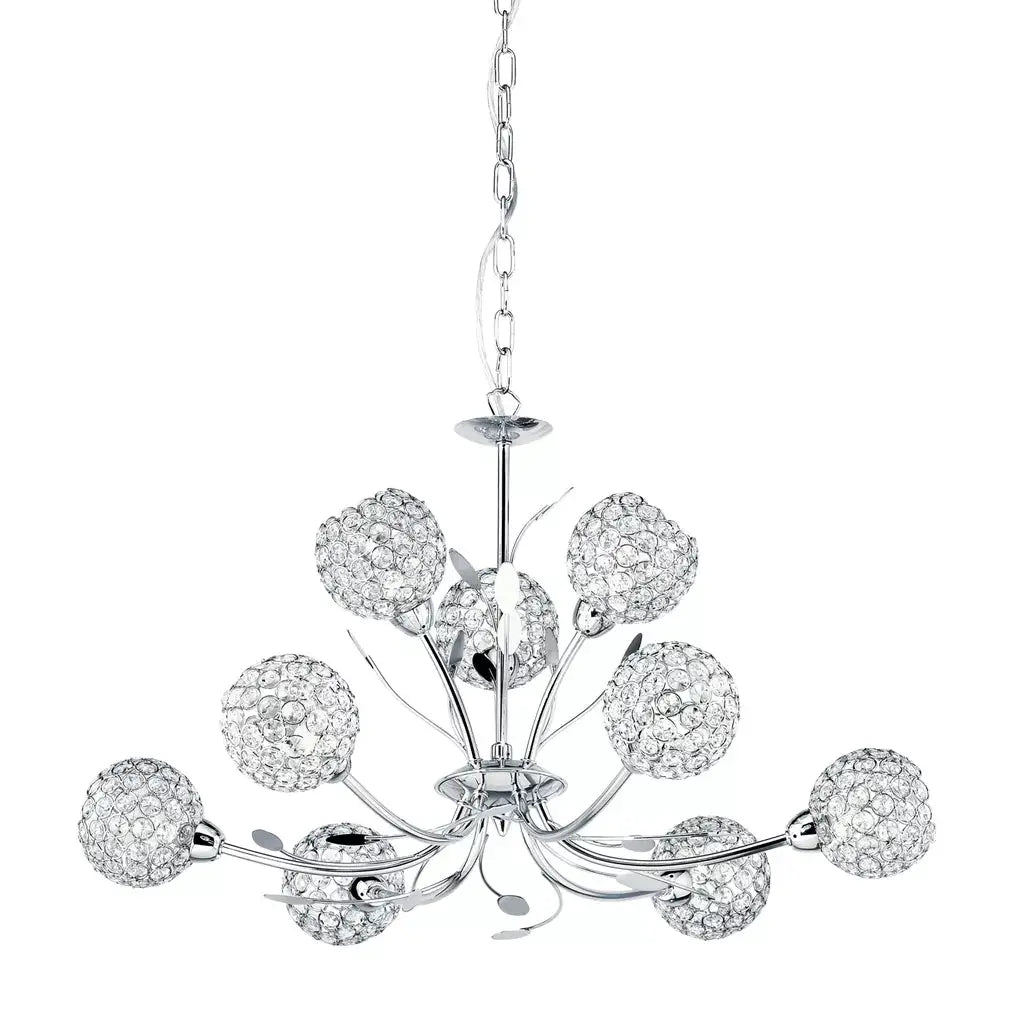 Searchlight Pendant Lights Bellis II 9Lt Pendant - Chrome & Clear Glass - Searchlight Pendant Lights Bellis II 9Lt Pendant - Chrome & Clear Glass