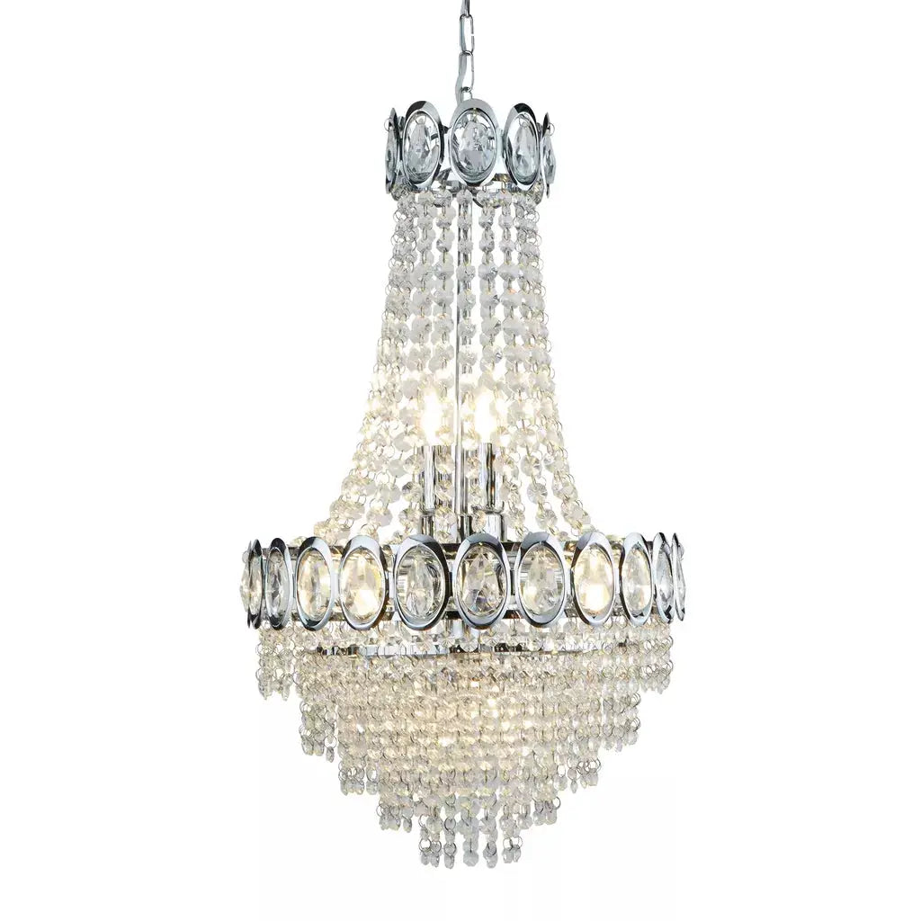 searchlight chandlier Louis Phillipe 6Lt Chandelier - Chrome Metal & Crystal - searchlight chandlier Louis Phillipe 6Lt Chandelier - Chrome Metal & Crystal
