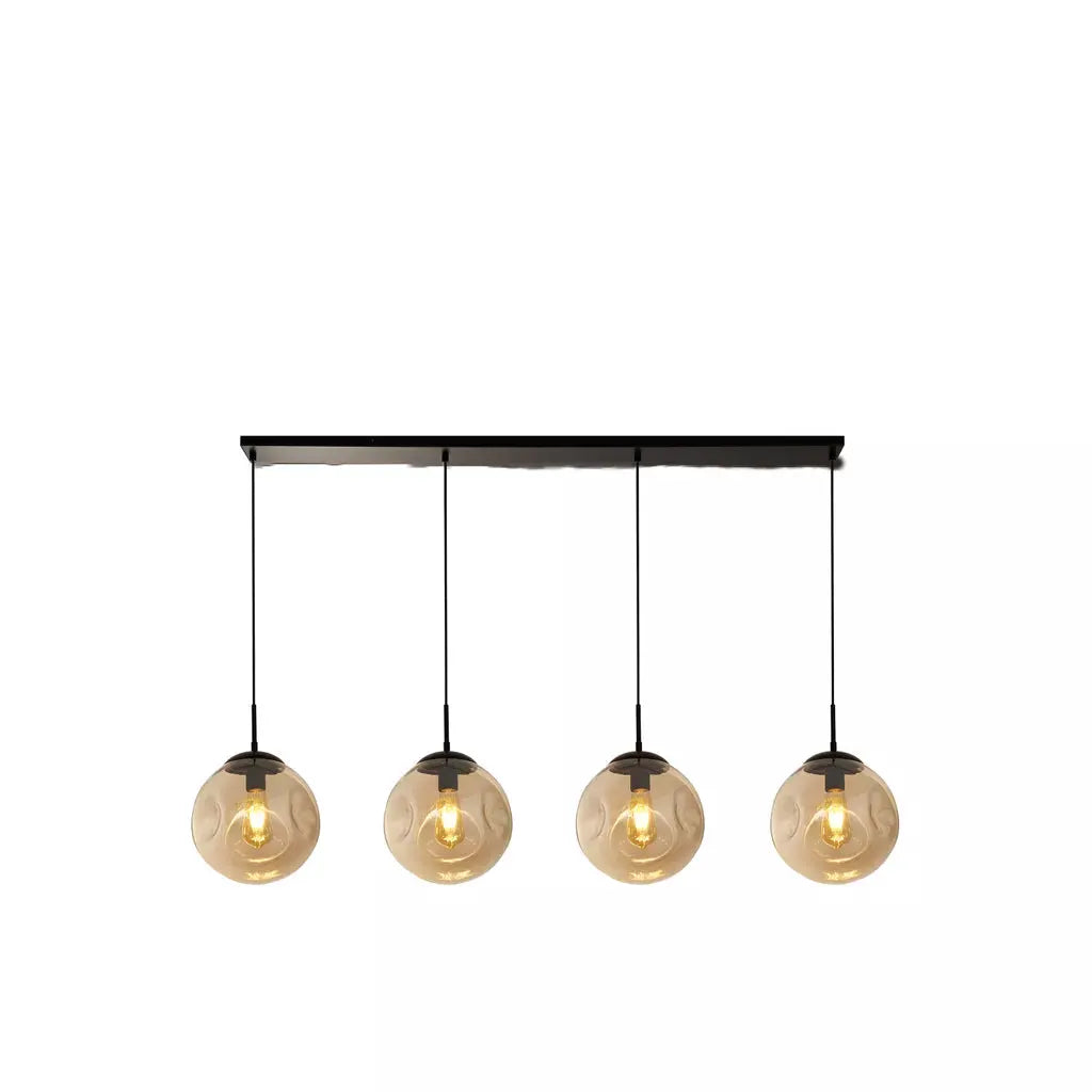Searchlight Pendant Lights Punch 4Lt Bar Pendant- Black Metal & Champagne Punched Glass - Searchlight Pendant Lights Punch 4Lt Bar Pendant- Black Metal & Champagne Punched Glass