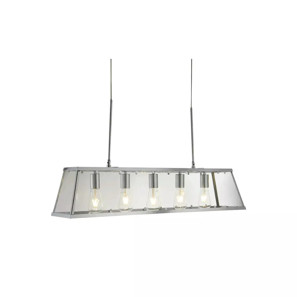 Searchlight Pendant Lights Voyager 5Lt Bar Pendant - Chrome Metal & Glass - Searchlight Pendant Lights Voyager 5Lt Bar Pendant - Chrome Metal & Glass
