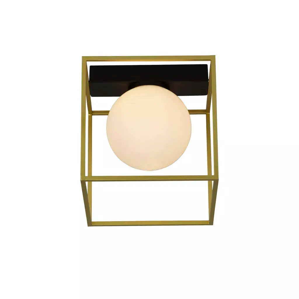searchlight ceiling lights Wall Light/Flush Gold Box Frame & Opal Glass - searchlight ceiling lights Wall Light/Flush Gold Box Frame & Opal Glass