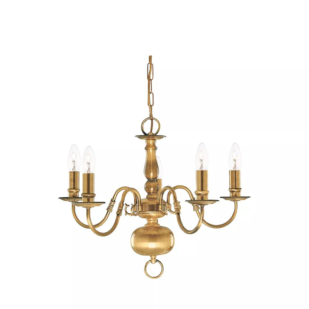 Searchlight Pendant Lights Flemish 5Lt Pendant - Solid Brass Metal - Searchlight Pendant Lights Flemish 5Lt Pendant - Solid Brass Metal