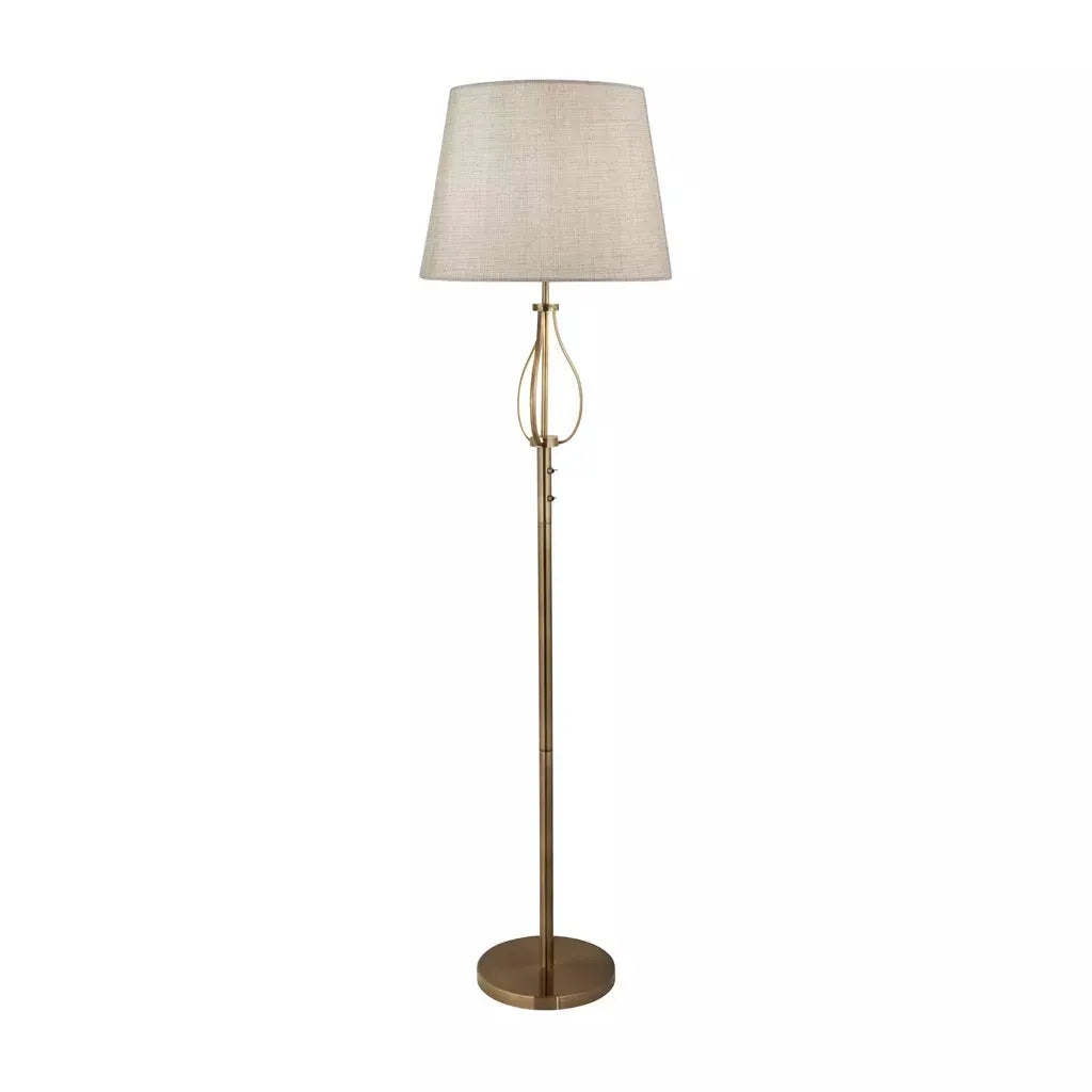 Searchlight Table Lamps Vegas Floor Light- Antique Brass Metal & Cream Hessian Shade - Floor Lamps Searchlight Table Lamps Vegas Floor Light- Antique Brass Metal & Cream Hessian Shade Floor Lamps