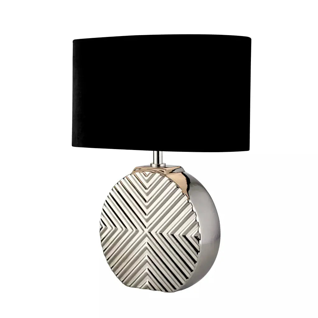 searchlight table lamps Regen Table Lamp - Chrome Ceramic with Black Fabric Shade - searchlight table lamps Regen Table Lamp - Chrome Ceramic with Black Fabric Shade