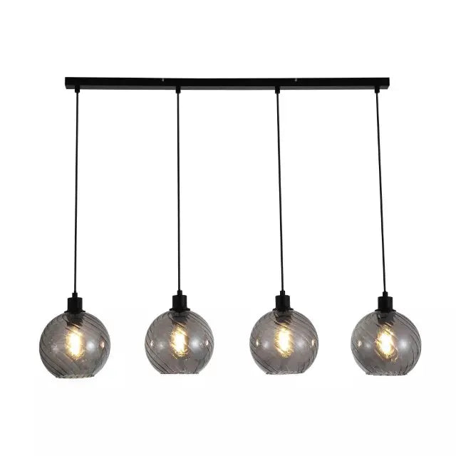 Searchlight Pendant Lights Radiance 4Lt Bar Pendant, Black Metal and Smoked Glass - Searchlight Pendant Lights Radiance 4Lt Bar Pendant, Black Metal and Smoked Glass