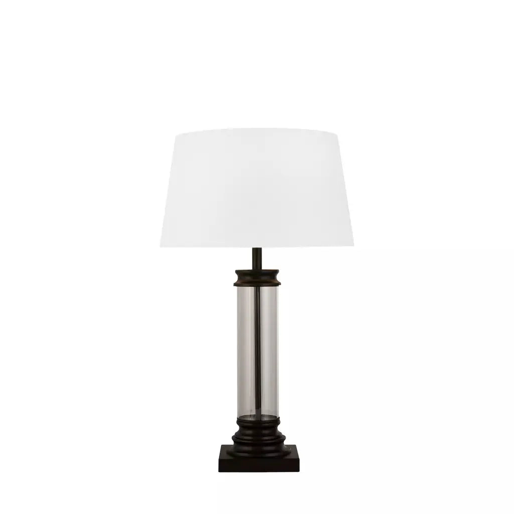 searchlight table lamps Pedestal Table Lamp- Black Metal, Glass & White Fabric Shade - searchlight table lamps Pedestal Table Lamp- Black Metal, Glass & White Fabric Shade