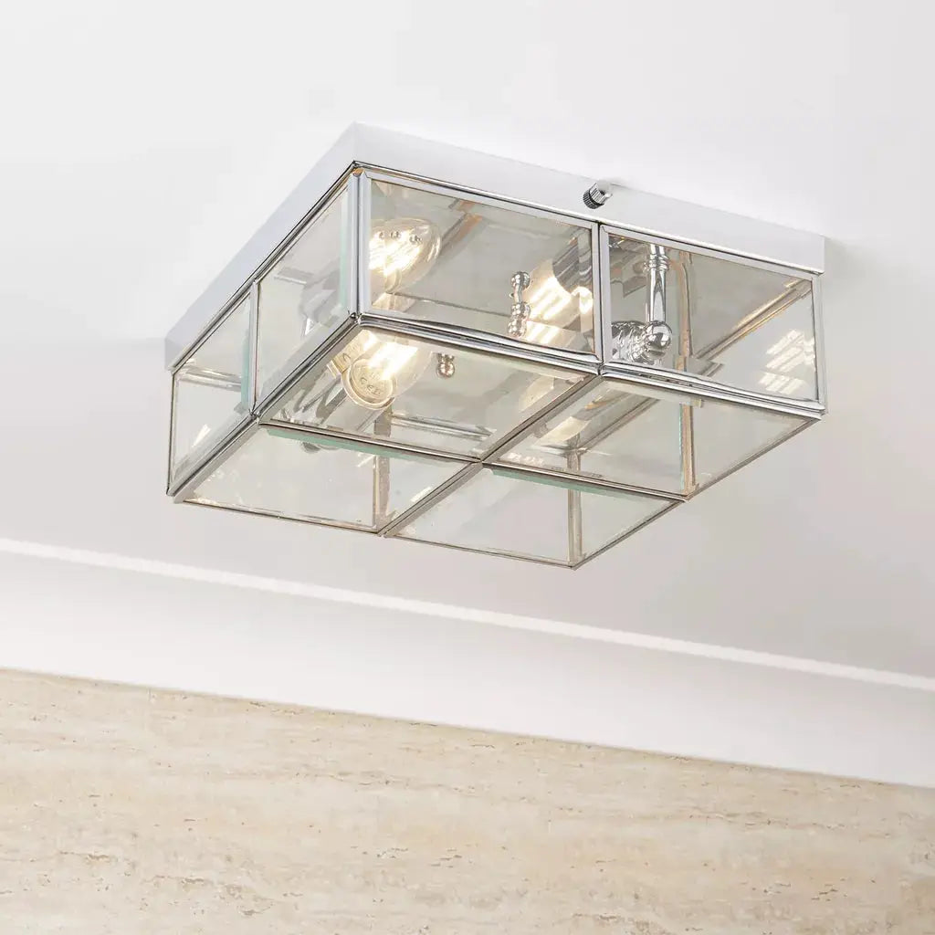 searchlight ceiling lights Pisa 2Lt Flush - Chrome Metal & Clear Bevelled Glass - Ceiling Lights searchlight ceiling lights Pisa 2Lt Flush - Chrome Metal & Clear Bevelled Glass Ceiling Lights