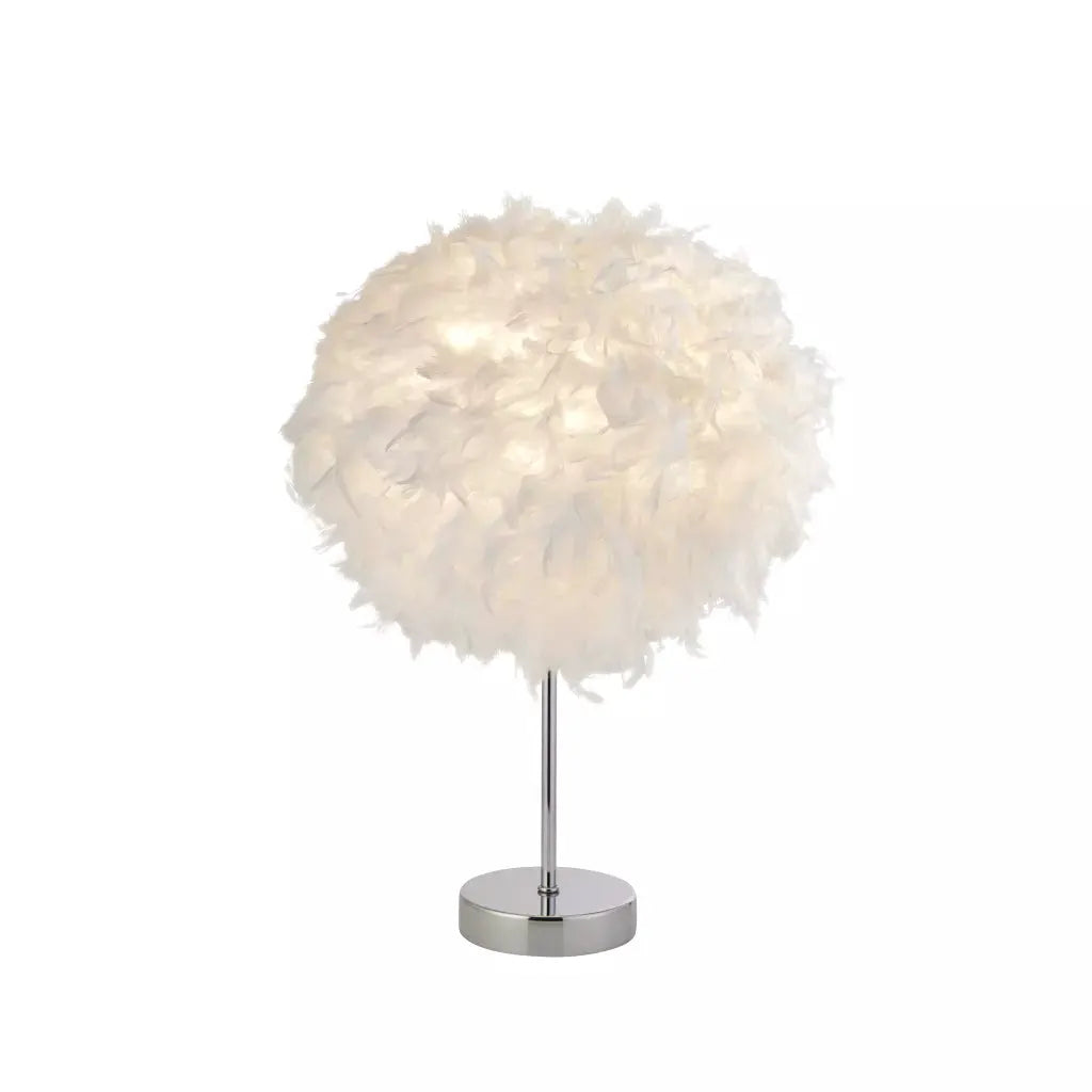 searchlight table lamps Hattie Table Lamp - White Feather & Chrome Metal - searchlight table lamps Hattie Table Lamp - White Feather & Chrome Metal
