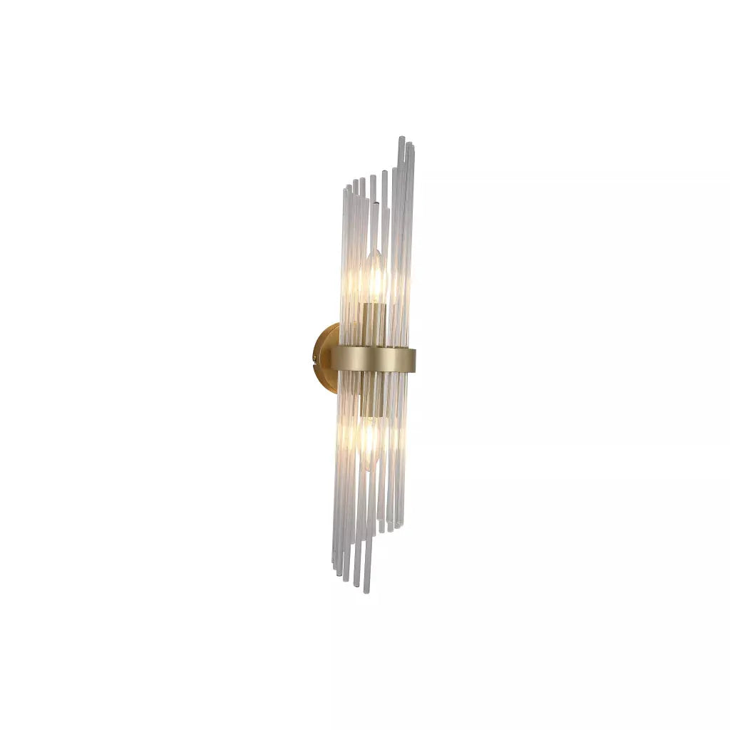 searchlight wall lights Lara 2Lt Wall Light - Gold Metal & Clear Glass Rods - searchlight wall lights Lara 2Lt Wall Light - Gold Metal & Clear Glass Rods