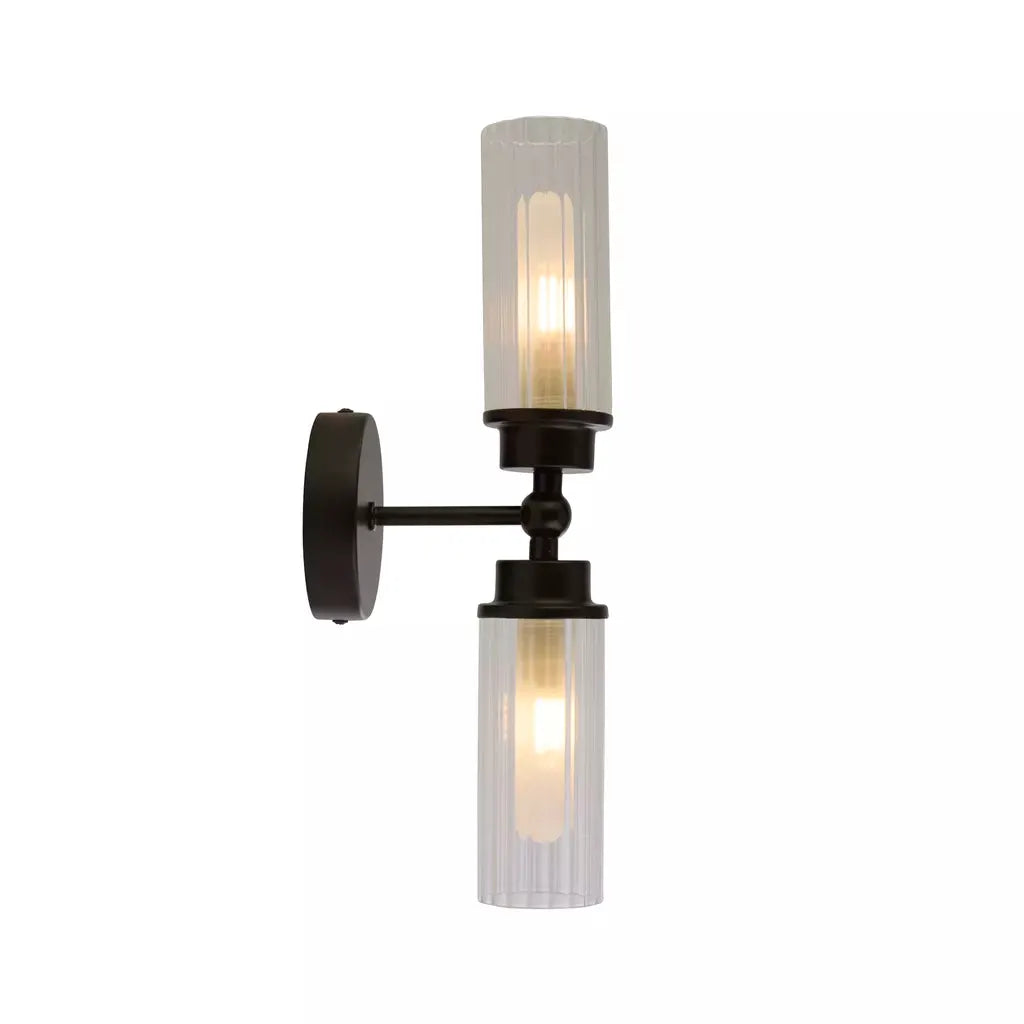 searchlight wall lights Imperial 2Lt Wall Light, Matt Black Metal & Clear Ribbed Gla - searchlight wall lights Imperial 2Lt Wall Light, Matt Black Metal & Clear Ribbed Gla