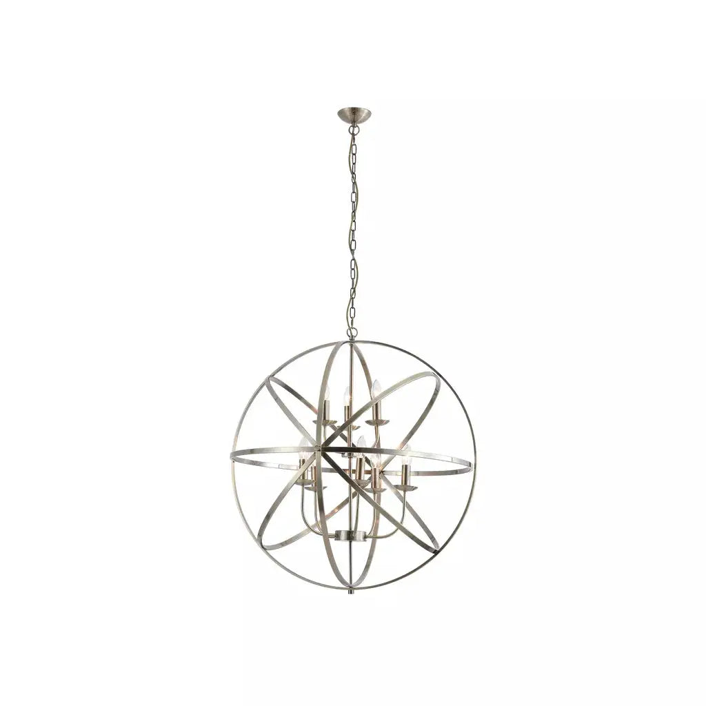 Searchlight Pendant Lights Orbit 8Lt Pendant, Antique Brass Metal - Searchlight Pendant Lights Orbit 8Lt Pendant, Antique Brass Metal