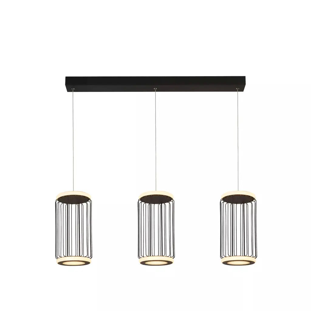 Searchlight Pendant Lights Circolo 3Lt Cage Bar Pendant - Black Metal & White Silicon - Searchlight Pendant Lights Circolo 3Lt Cage Bar Pendant - Black Metal & White Silicon