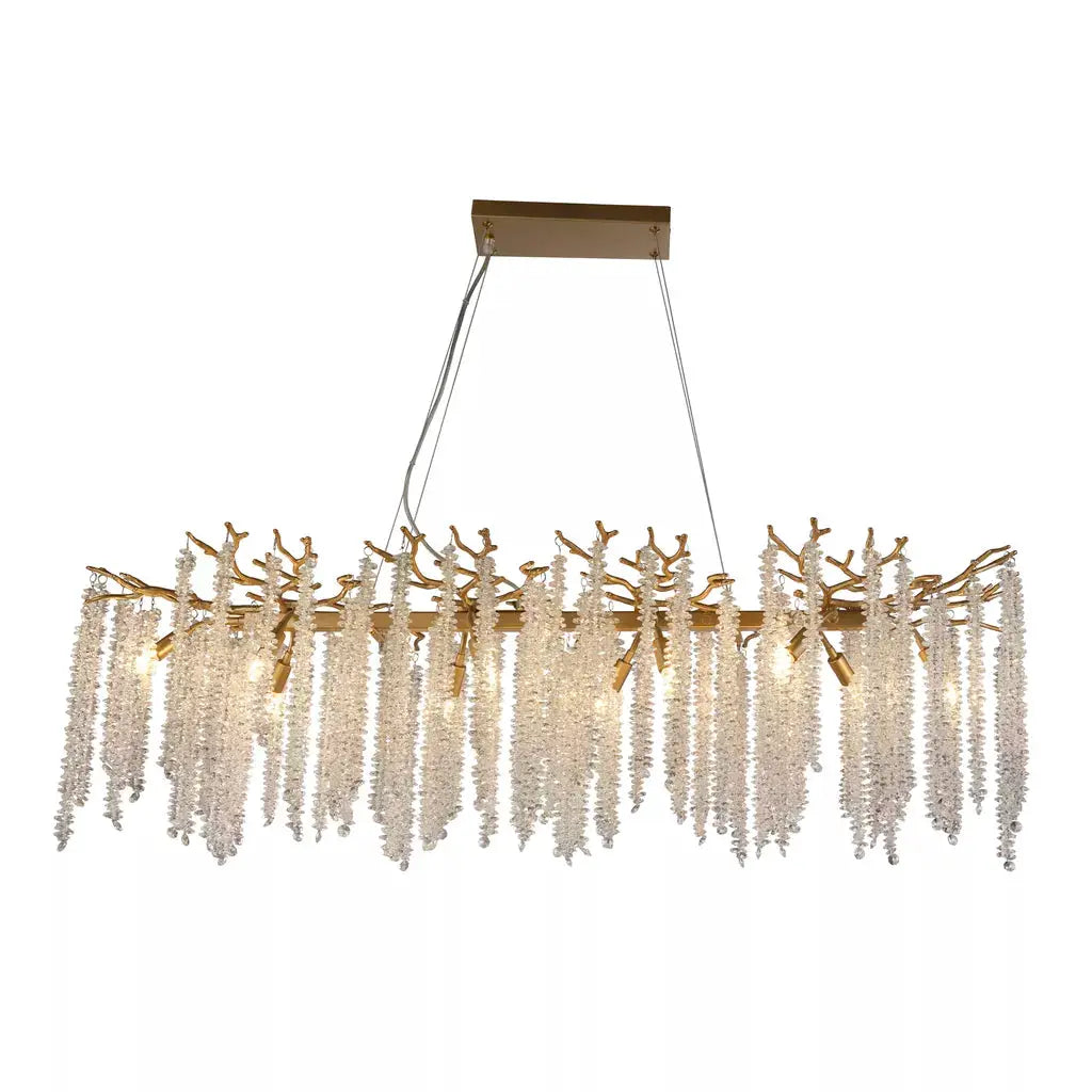 Searchlight Pendant Lights Lux & Belle 10LT Bar Pendant-Matt Gold Metal & Clear Crystal - Searchlight Pendant Lights Lux & Belle 10LT Bar Pendant-Matt Gold Metal & Clear Crystal