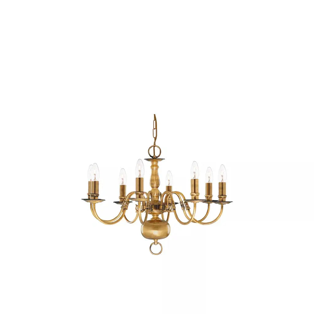 Searchlight Pendant Lights Flemish 8Lt Pendant - Solid Brass Metal - Searchlight Pendant Lights Flemish 8Lt Pendant - Solid Brass Metal