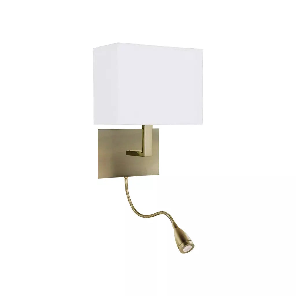 searchlight wall lights Hotel Wall Light- Antique Brass Metal & White Fabric - searchlight wall lights Hotel Wall Light- Antique Brass Metal & White Fabric