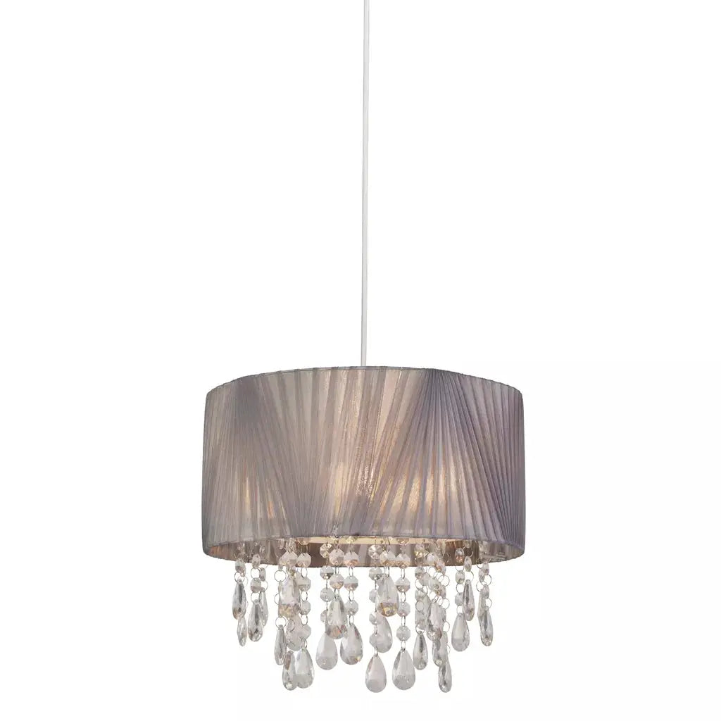 Searchlight Pendant Lights Venetian 3Lt Ceiling with Grey Pleated Shade - Searchlight Pendant Lights Venetian 3Lt Ceiling with Grey Pleated Shade