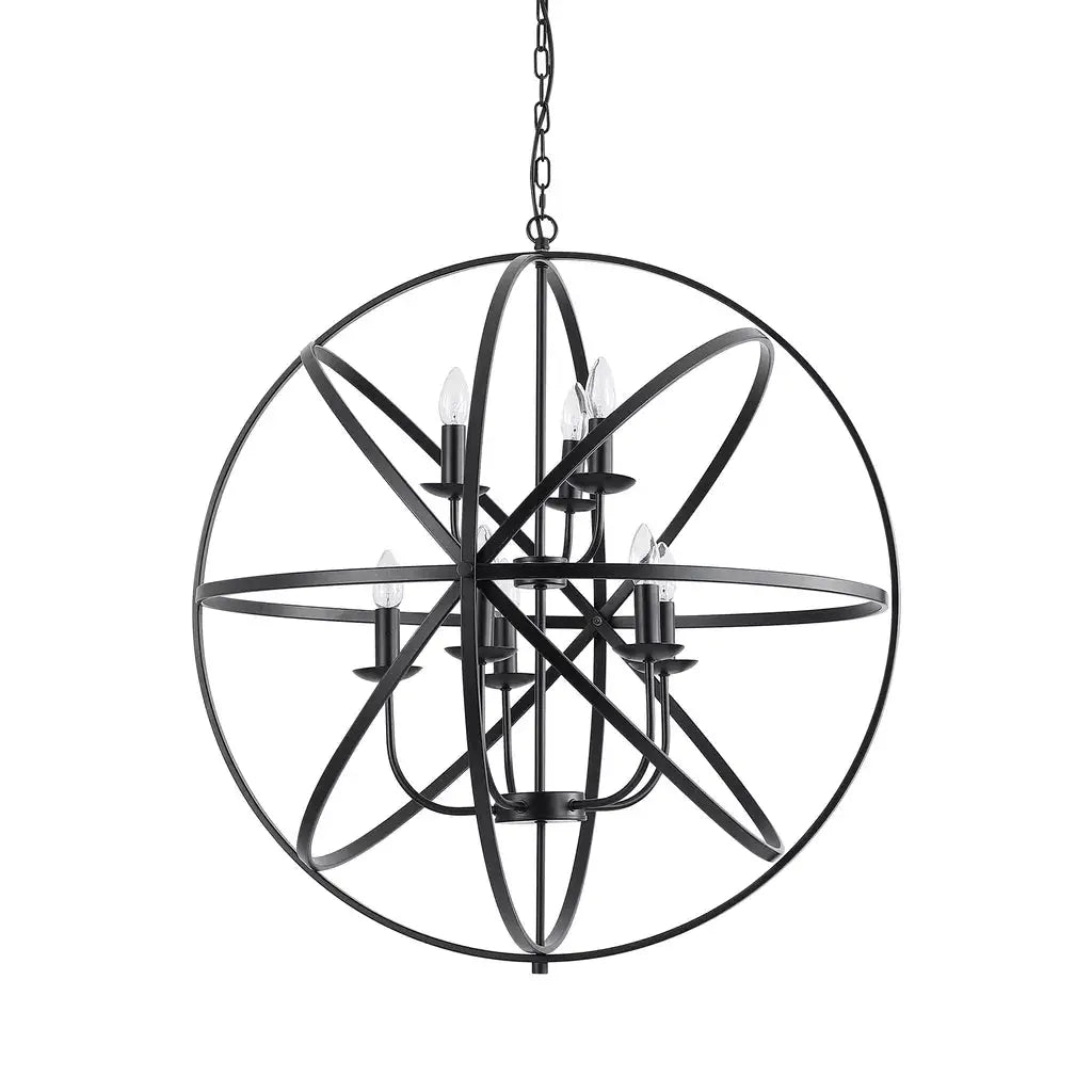Searchlight Pendant Lights Orbit 8Lt Pendant, Matt Black Metal - Searchlight Pendant Lights Orbit 8Lt Pendant, Matt Black Metal