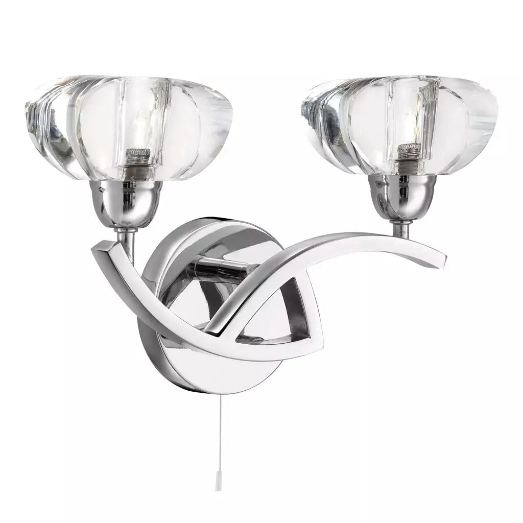 searchlight wall lights Sculptured Ice II 2Lt Wall Light - Chrome & Glass - searchlight wall lights Sculptured Ice II 2Lt Wall Light - Chrome & Glass
