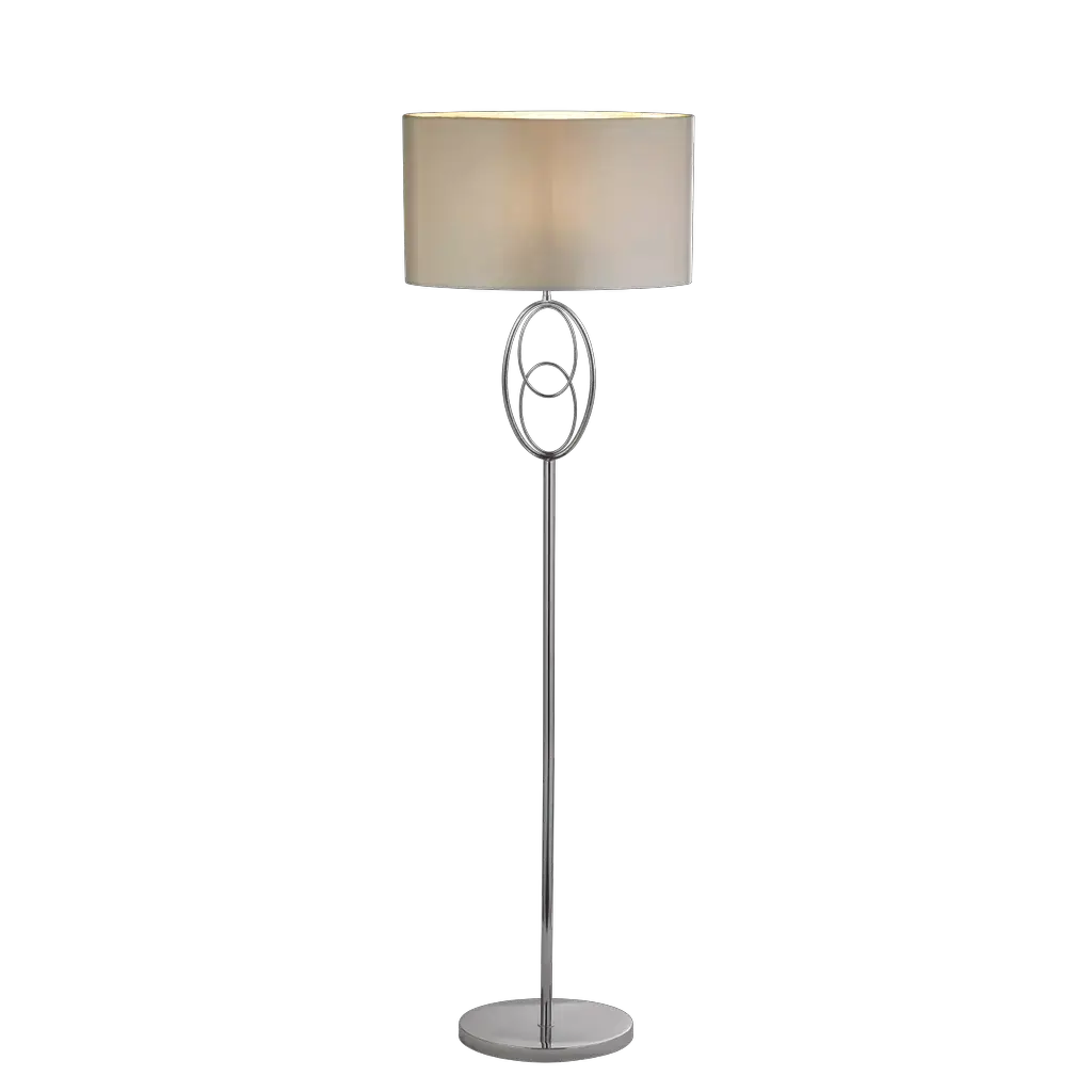 Searchlight Table Lamps Loopy Floor Lamp- Chrome Metal & Oval Silver Faux Silk Shade - Floor Lamps Searchlight Table Lamps Loopy Floor Lamp- Chrome Metal & Oval Silver Faux Silk Shade Floor Lamps