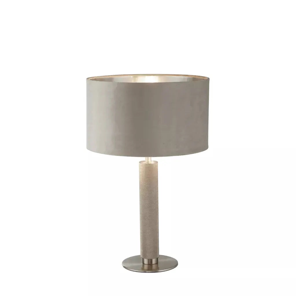 searchlight table lamps London Table Lamp- Knurled Satin Silver & Taupe Velvet Shade - searchlight table lamps London Table Lamp- Knurled Satin Silver & Taupe Velvet Shade