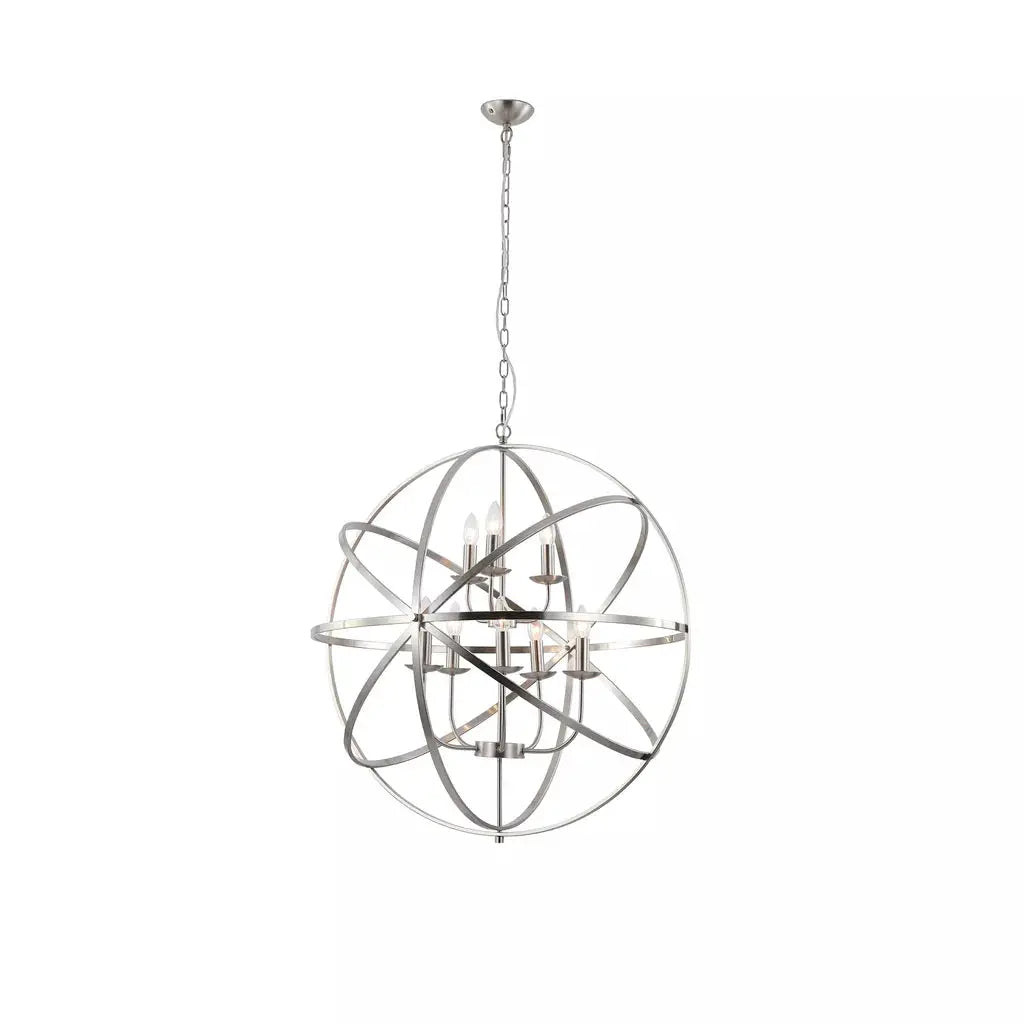Searchlight Pendant Lights Orbit 8Lt Pendant, Satin Silver Metal - Searchlight Pendant Lights Orbit 8Lt Pendant, Satin Silver Metal