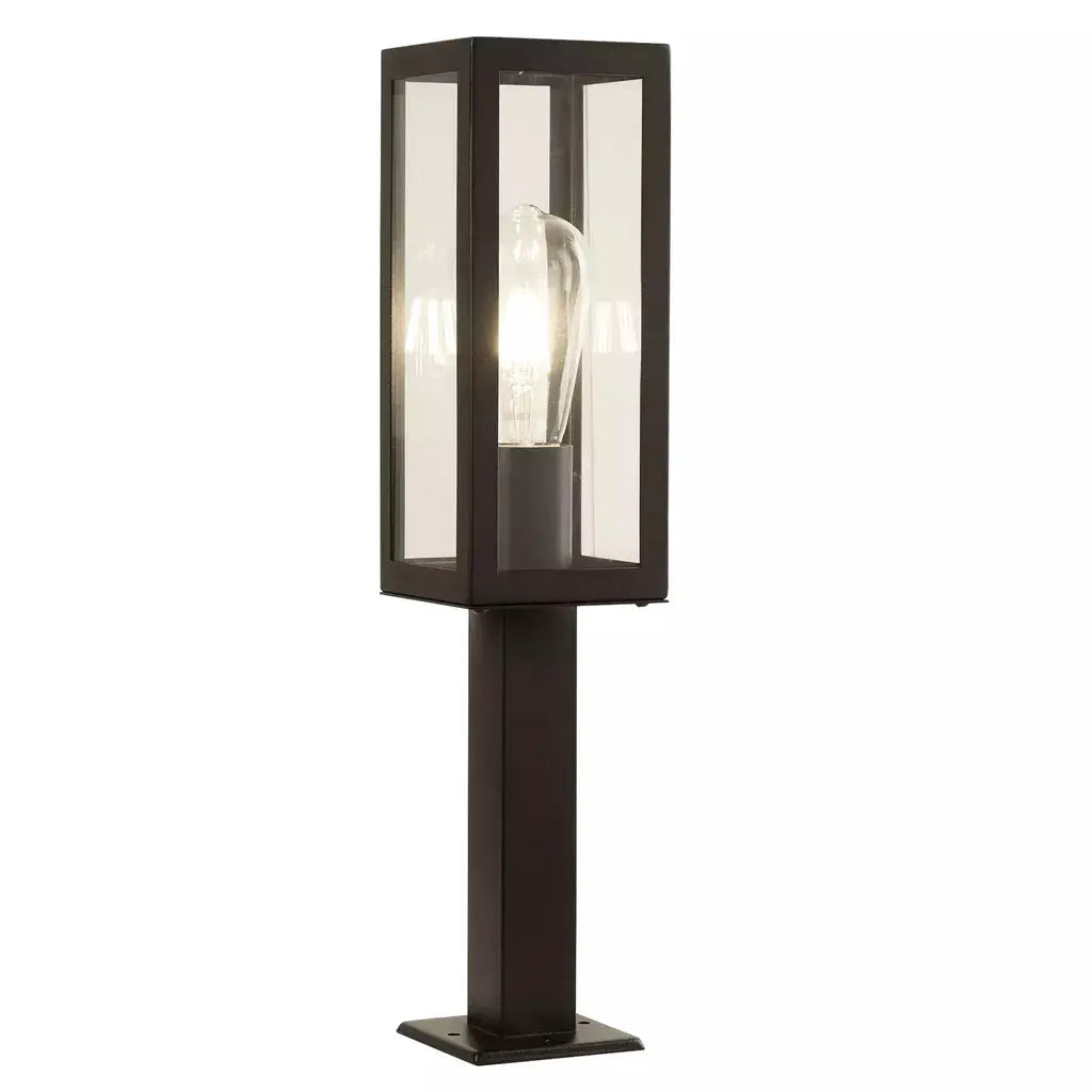 Searchlight Outdoor Bollards Box Outdoor Post - Black Metal & Clear Glass - Searchlight Outdoor Bollards Box Outdoor Post - Black Metal & Clear Glass