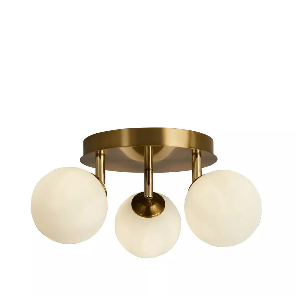 searchlight ceiling lights Crosby 3Lt Semi-Flush - Gold Metal & Opal Glass - searchlight ceiling lights Crosby 3Lt Semi-Flush - Gold Metal & Opal Glass
