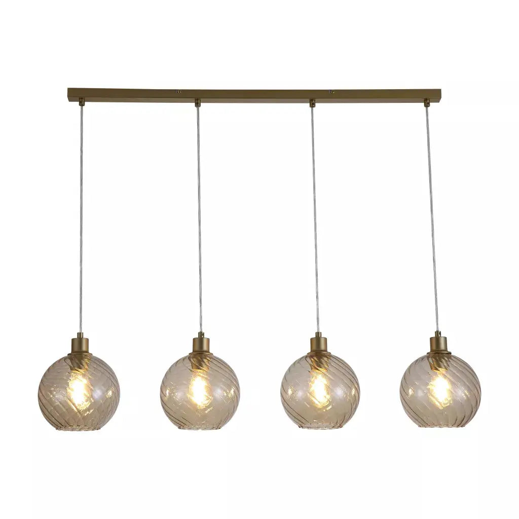 Searchlight Pendant Lights Radiance 4Lt Bar Pendant, Gold Metal and Champagne Glass - Searchlight Pendant Lights Radiance 4Lt Bar Pendant, Gold Metal and Champagne Glass