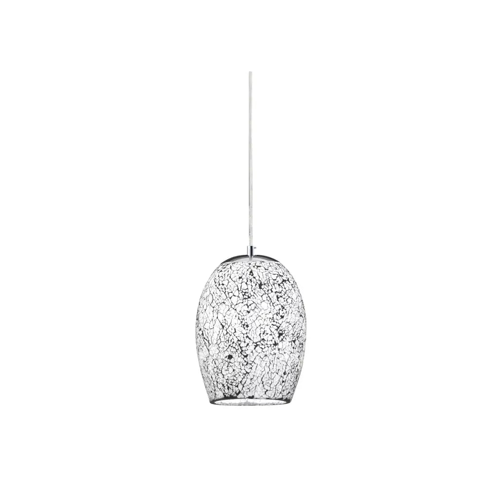 Searchlight Pendant Lights Crackle Pendant - Satin Silver & Crackled White Glass - Searchlight Pendant Lights Crackle Pendant - Satin Silver & Crackled White Glass