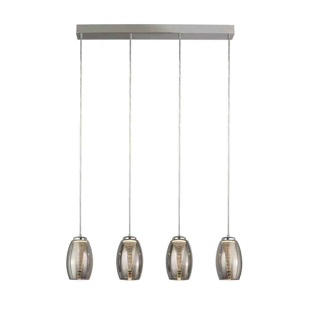 Searchlight Pendant Lights Cyclone 4Lt Bar Pendant - Chrome Metal & Smoked Glass - Searchlight Pendant Lights Cyclone 4Lt Bar Pendant - Chrome Metal & Smoked Glass