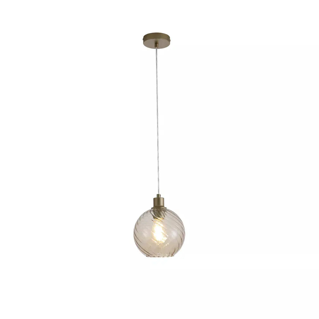 Searchlight Pendant Lights Radiance 1Lt Pendant, Gold Metal and Champagne Glass - Searchlight Pendant Lights Radiance 1Lt Pendant, Gold Metal and Champagne Glass