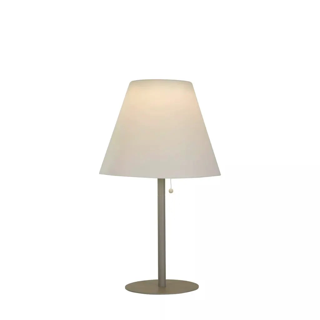 Searchlight Outdoor Bollards Venice I Outdoor Table Lamp - Silver Metal & White Shade - Searchlight Outdoor Bollards Venice I Outdoor Table Lamp - Silver Metal & White Shade