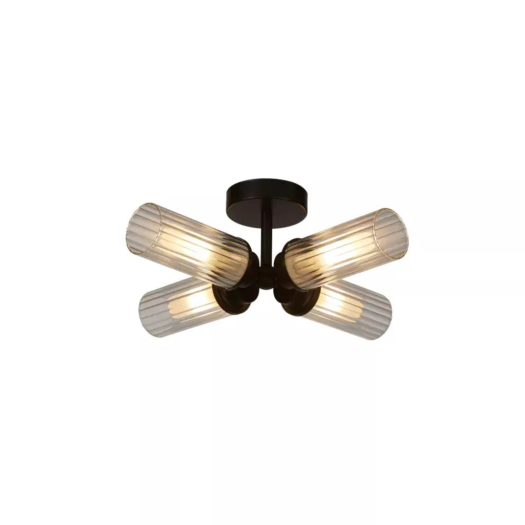 searchlight ceiling lights Imperial 4LT Flush, Black and Clear Ribbed Glass - Ceiling Lights searchlight ceiling lights Imperial 4LT Flush, Black and Clear Ribbed Glass Ceiling Lights