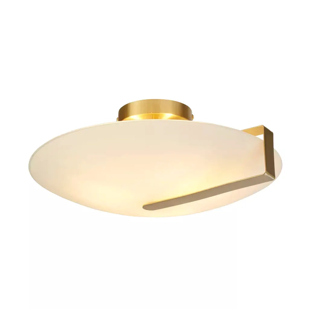 searchlight ceiling lights Sundial Flush - Gold Metal & Frosted Glass - searchlight ceiling lights Sundial Flush - Gold Metal & Frosted Glass