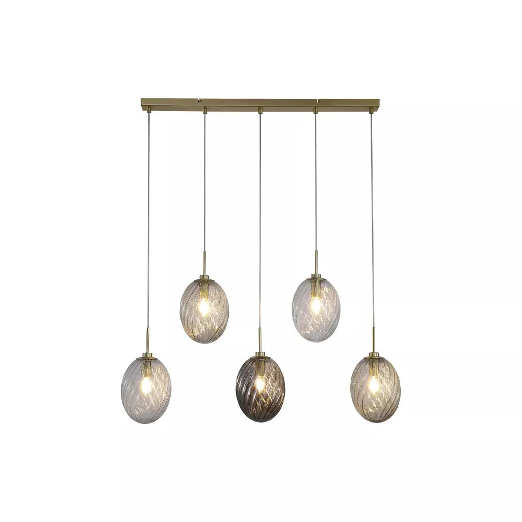 Searchlight Pendant Lights Whirl 5Lt Bar Pendant, Satin Brass Metal,Multi Coloured Glas - Searchlight Pendant Lights Whirl 5Lt Bar Pendant, Satin Brass Metal,Multi Coloured Glas