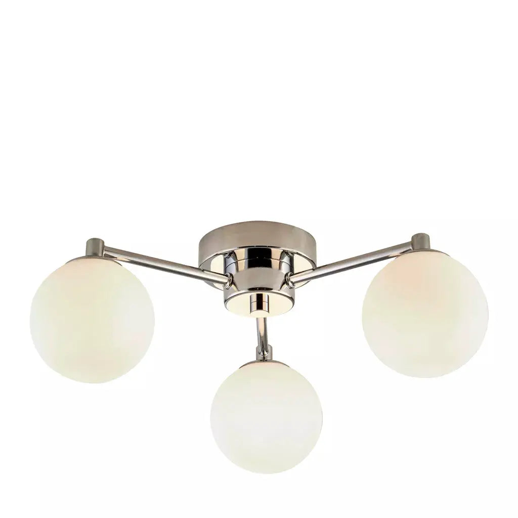 searchlight ceiling lights Tiberius 3Lt Flush - Chrome Metal & White Frosted Glass - Ceiling Lights searchlight ceiling lights Tiberius 3Lt Flush - Chrome Metal & White Frosted Glass Ceiling Lights