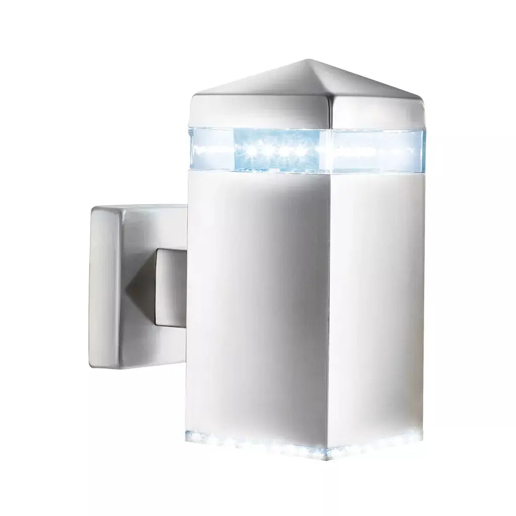 India 32Lt LED Outdoor Wall Light Satin Silver, IP44