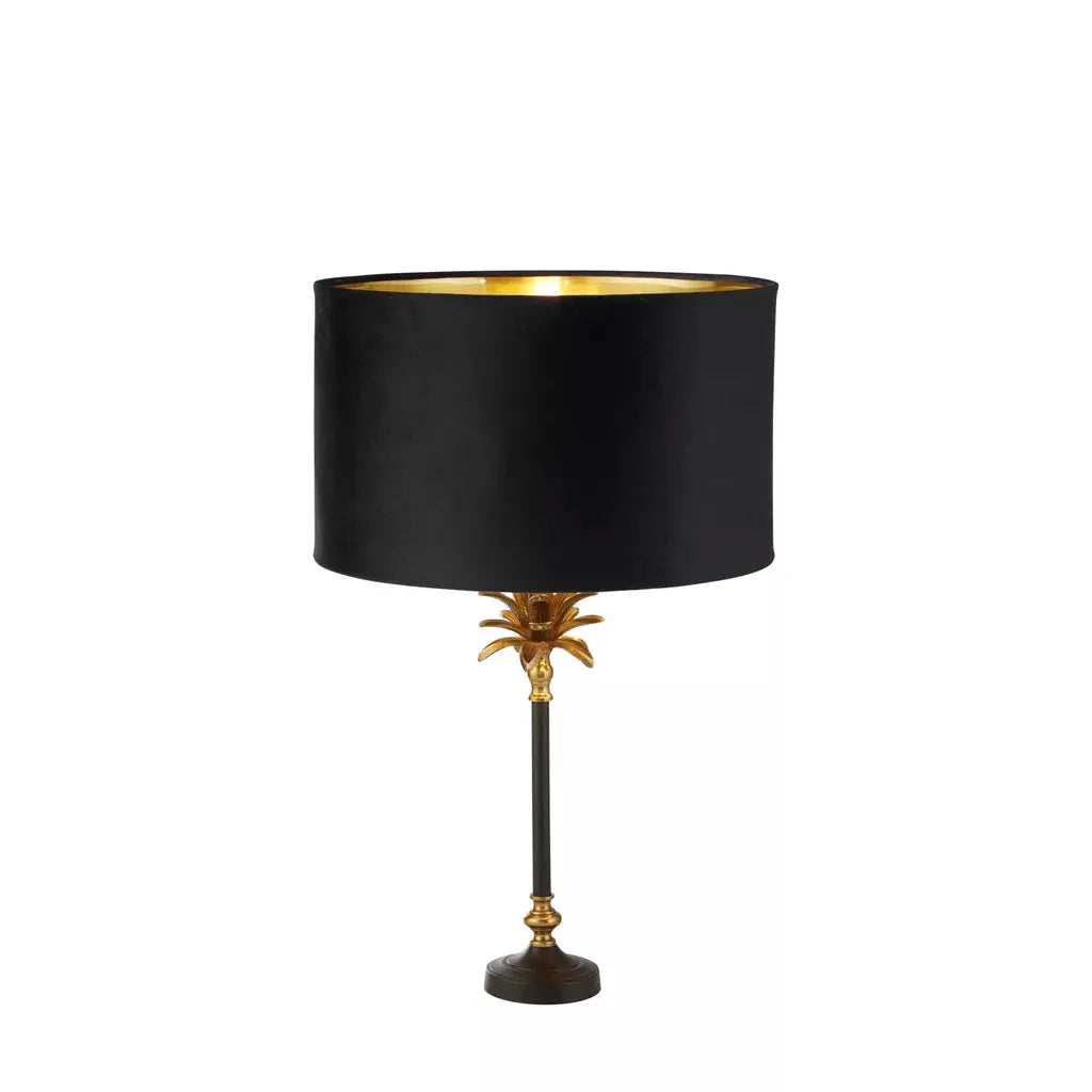 searchlight table lamps Palm Table Lamp - Black & Antique Brass Metal,Black Shade - searchlight table lamps Palm Table Lamp - Black & Antique Brass Metal,Black Shade