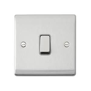 Saxby Sockets Raised Screwed 10AX 1G 2-Way Switch - Brushed Steel With Grey Insert - Saxby Sockets Raised Screwed 10AX 1G 2-Way Switch - Brushed Steel With Grey Insert