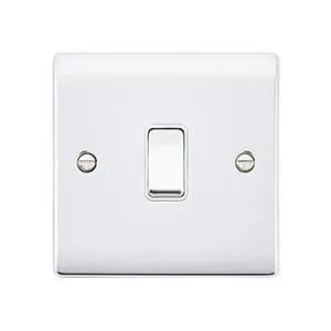 Saxby Sockets Raised Screwed 10AX 1G 2-Way Switch - Polished Chrome With White Insert - Saxby Sockets Raised Screwed 10AX 1G 2-Way Switch - Polished Chrome With White Insert