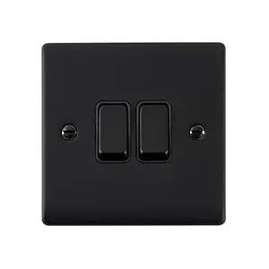 Saxby Sockets Raised Screwed 10AX 2G 2-Way Switch - Matt Black With Black Insert - Saxby Sockets Raised Screwed 10AX 2G 2-Way Switch - Matt Black With Black Insert